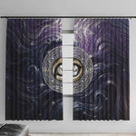 Pakhet Panther Window Curtain with Cosmic Feline Eye on Starry Night River