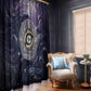 Pakhet Panther Window Curtain with Cosmic Feline Eye on Starry Night River