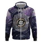 Pakhet Panther Zip Hoodie with Cosmic Feline Eye on Starry Night River