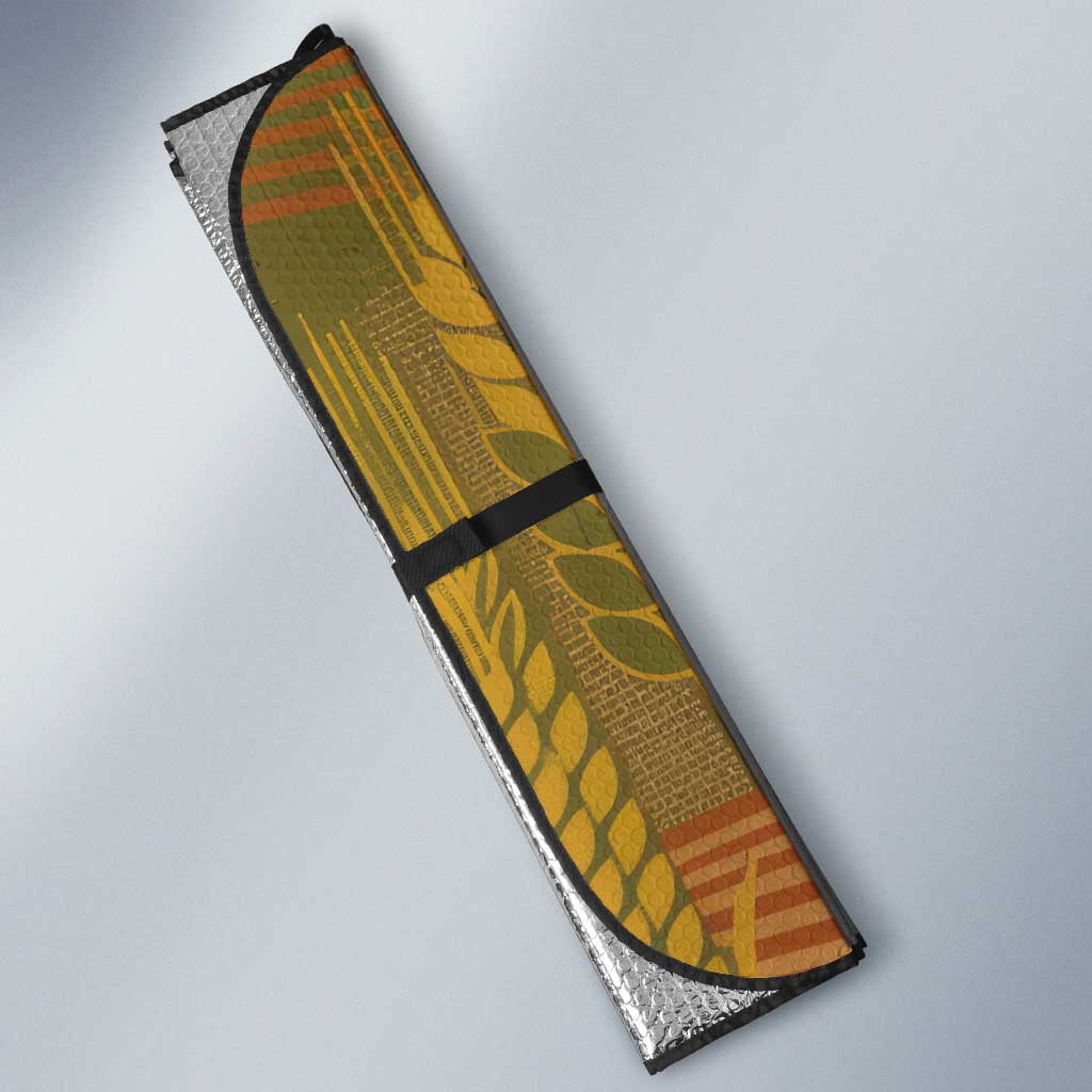 Renenutet  Golden Cobra Auto Sun Shade with Wheat Motif in Egyptian Agricultural Theme