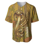 Renenutet  Golden Cobra Baseball Jersey with Wheat Motif in Egyptian Agricultural Theme