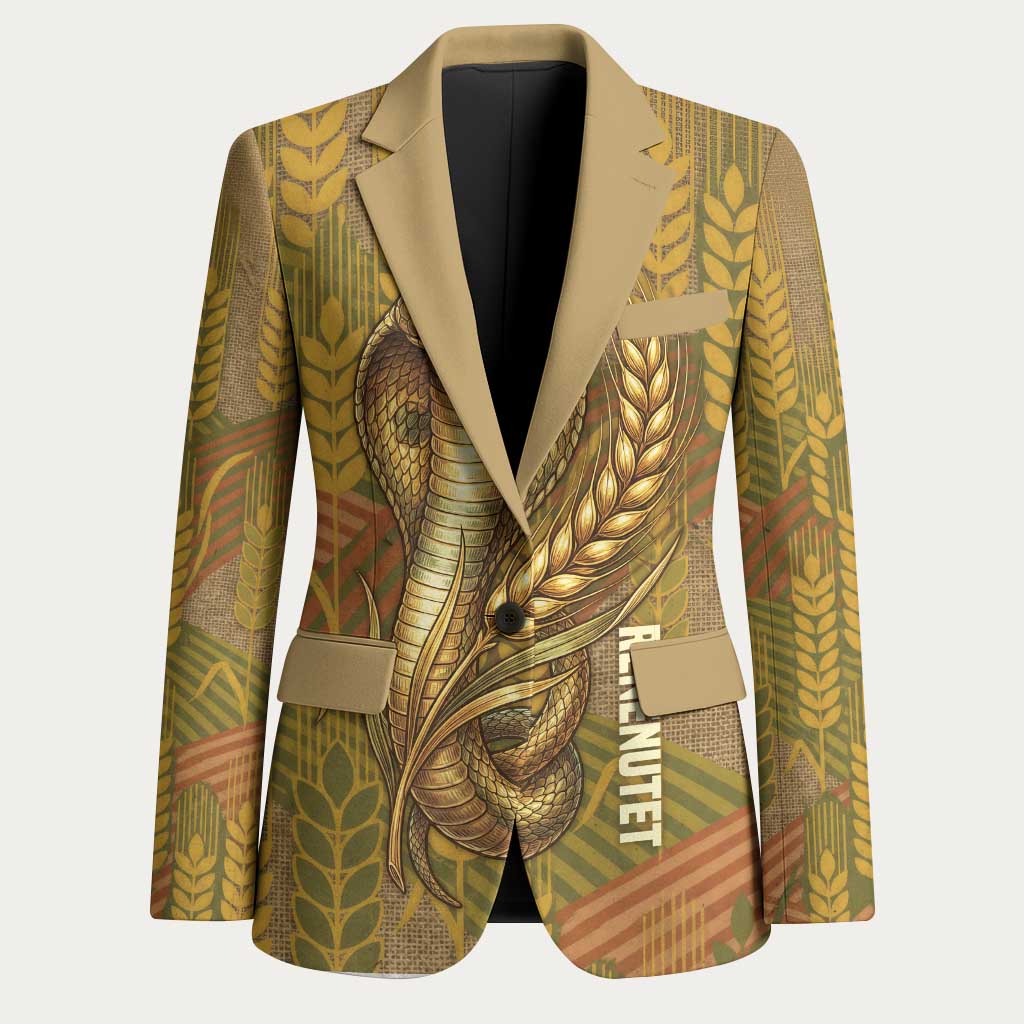 Renenutet  Golden Cobra Blazer with Wheat Motif in Egyptian Agricultural Theme