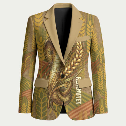 Renenutet  Golden Cobra Blazer with Wheat Motif in Egyptian Agricultural Theme