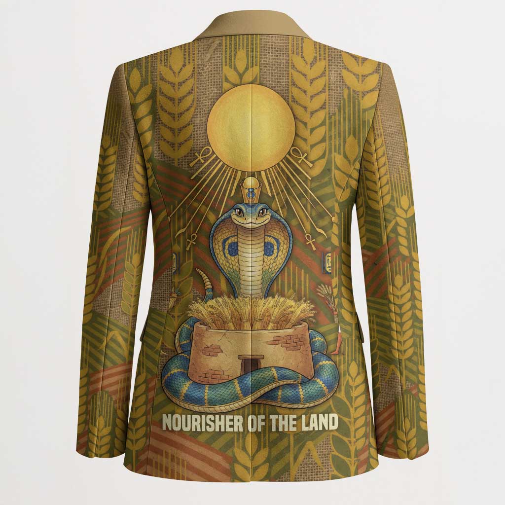 Renenutet  Golden Cobra Blazer with Wheat Motif in Egyptian Agricultural Theme