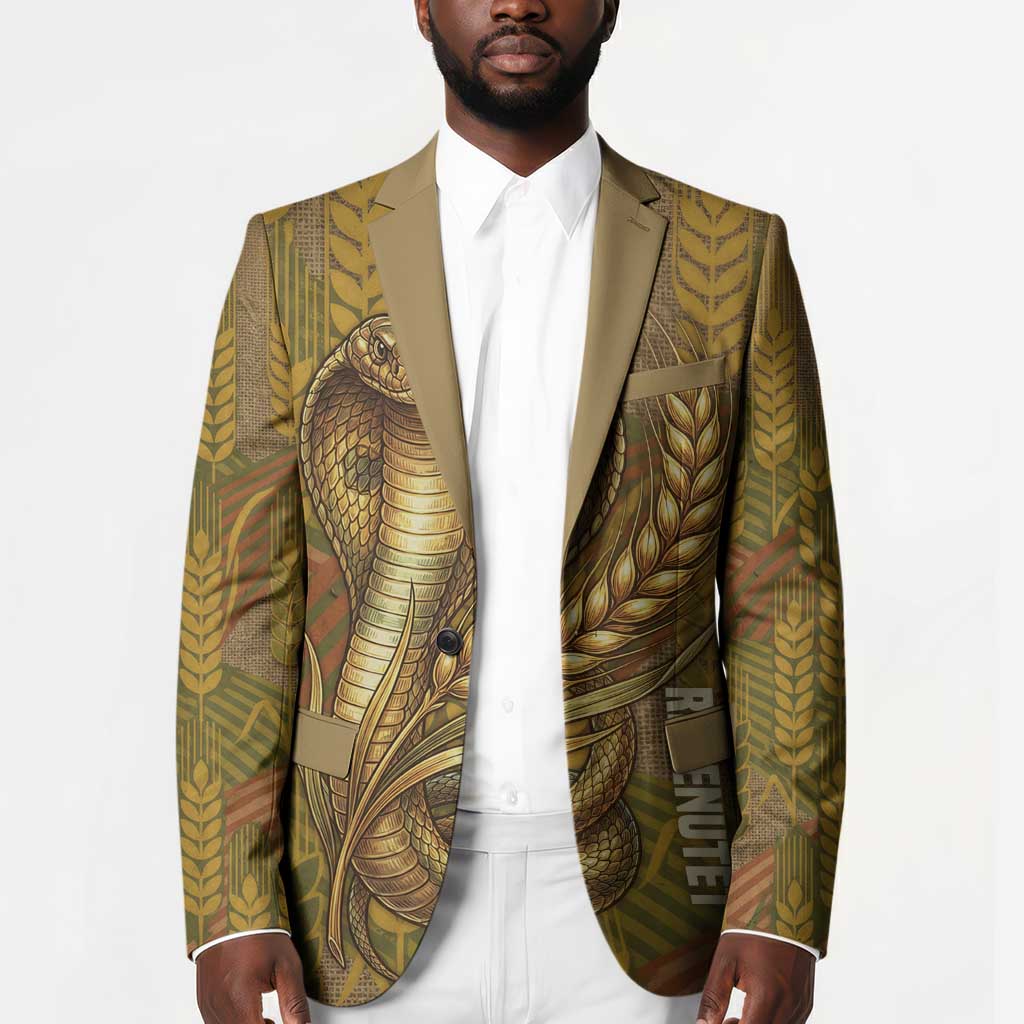 Renenutet  Golden Cobra Blazer with Wheat Motif in Egyptian Agricultural Theme