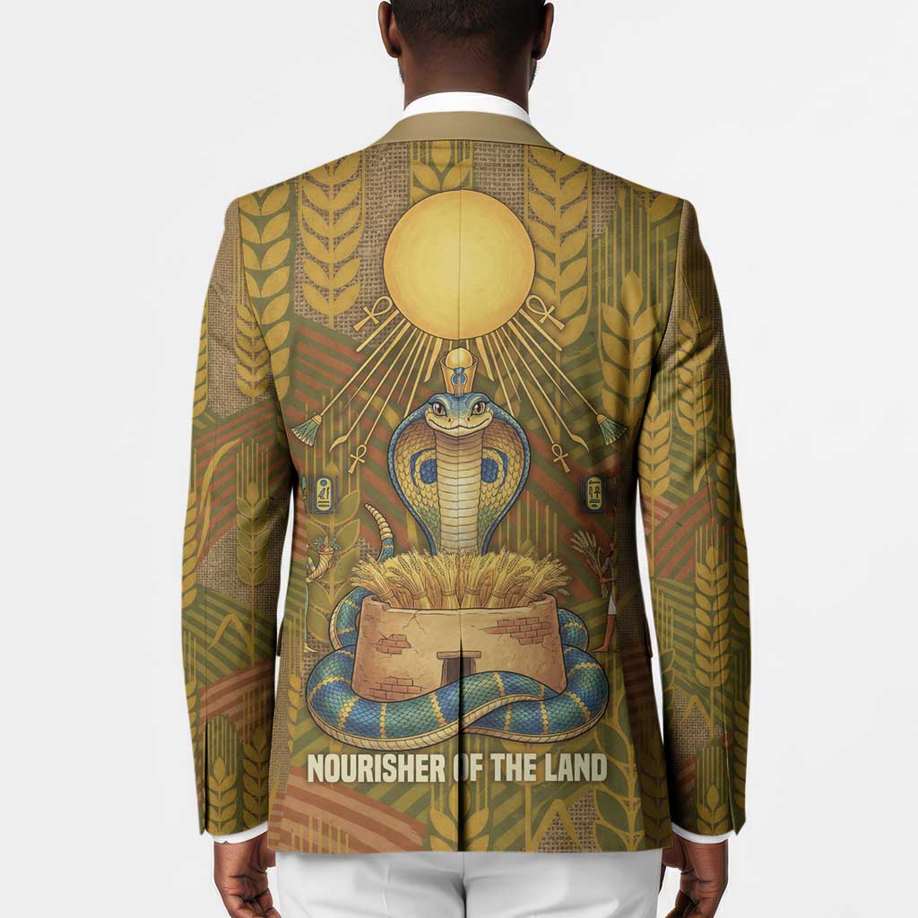 Renenutet  Golden Cobra Blazer with Wheat Motif in Egyptian Agricultural Theme