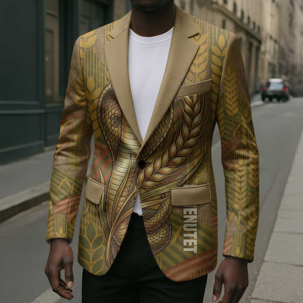 Renenutet  Golden Cobra Blazer with Wheat Motif in Egyptian Agricultural Theme