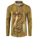 Renenutet  Golden Cobra Button Sweatshirt with Wheat Motif in Egyptian Agricultural Theme