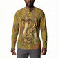 Renenutet  Golden Cobra Button Sweatshirt with Wheat Motif in Egyptian Agricultural Theme