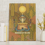 Renenutet  Golden Cobra Canvas Wall Art with Wheat Motif in Egyptian Agricultural Theme