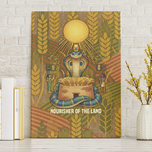 Renenutet  Golden Cobra Canvas Wall Art with Wheat Motif in Egyptian Agricultural Theme