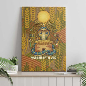 Renenutet  Golden Cobra Canvas Wall Art with Wheat Motif in Egyptian Agricultural Theme