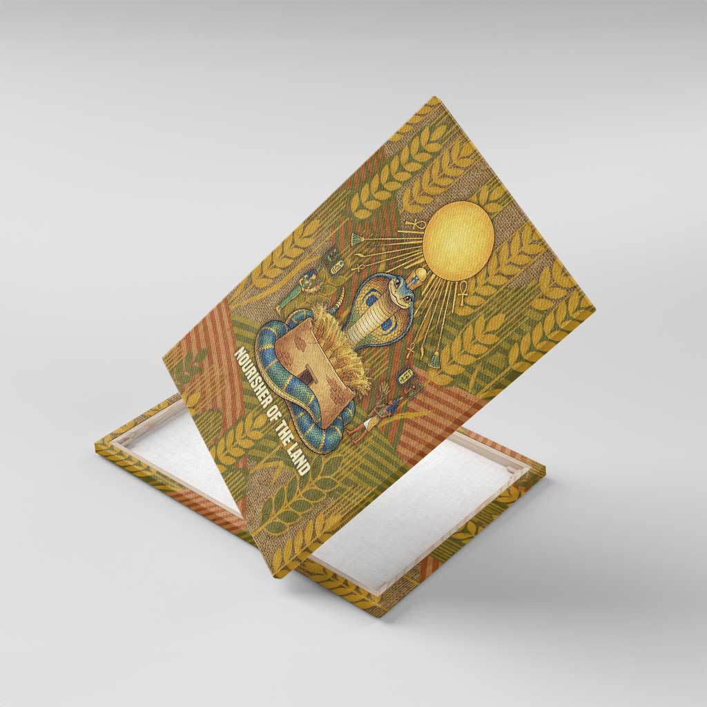 Renenutet  Golden Cobra Canvas Wall Art with Wheat Motif in Egyptian Agricultural Theme