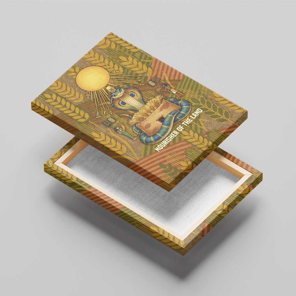 Renenutet  Golden Cobra Canvas Wall Art with Wheat Motif in Egyptian Agricultural Theme