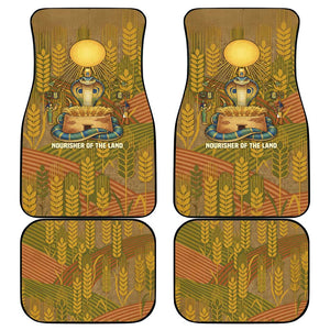 Renenutet  Golden Cobra Car Mats with Wheat Motif in Egyptian Agricultural Theme