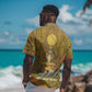 Renenutet  Golden Cobra Hawaiian Shirt with Wheat Motif in Egyptian Agricultural Theme
