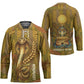 Renenutet  Golden Cobra Hockey Jersey with Wheat Motif in Egyptian Agricultural Theme