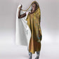 Renenutet  Golden Cobra Hooded Blanket with Wheat Motif in Egyptian Agricultural Theme