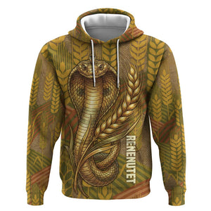Renenutet  Golden Cobra Hoodie with Wheat Motif in Egyptian Agricultural Theme