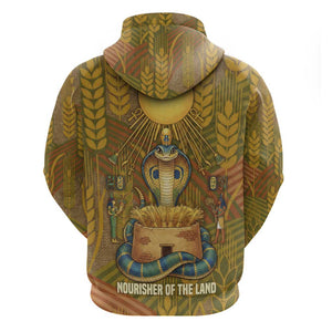 Renenutet  Golden Cobra Hoodie with Wheat Motif in Egyptian Agricultural Theme