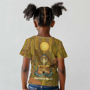 Renenutet  Golden Cobra Kid T shirt with Wheat Motif in Egyptian Agricultural Theme