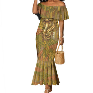 Renenutet  Golden Cobra Mermaid Dress with Wheat Motif in Egyptian Agricultural Theme