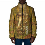 Renenutet  Golden Cobra Padded Jacket with Wheat Motif in Egyptian Agricultural Theme