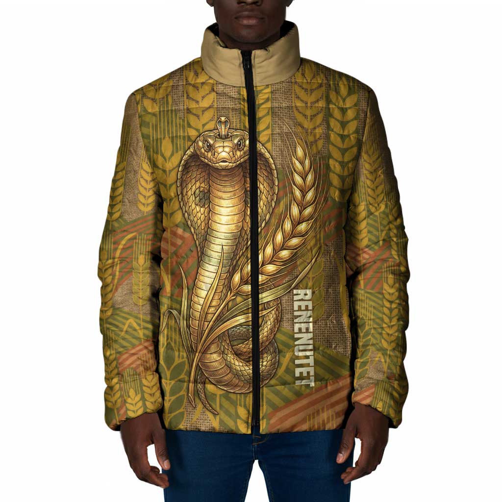 Renenutet  Golden Cobra Padded Jacket with Wheat Motif in Egyptian Agricultural Theme