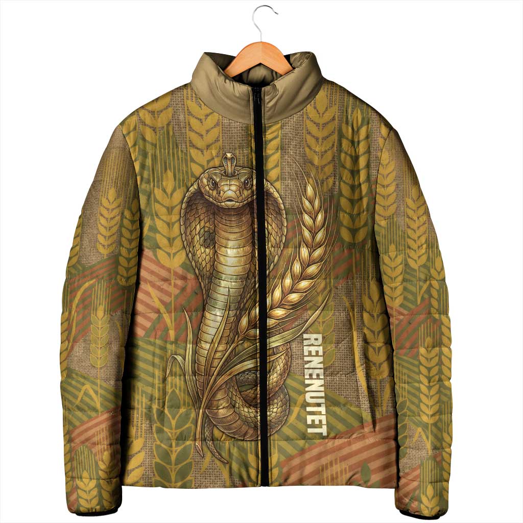 Renenutet  Golden Cobra Padded Jacket with Wheat Motif in Egyptian Agricultural Theme