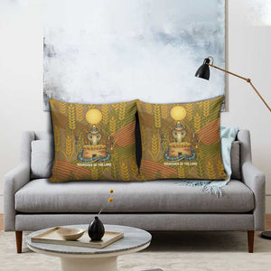 Renenutet  Golden Cobra Pillow Cover with Wheat Motif in Egyptian Agricultural Theme
