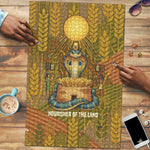 Renenutet  Golden Cobra Puzzle with Wheat Motif in Egyptian Agricultural Theme