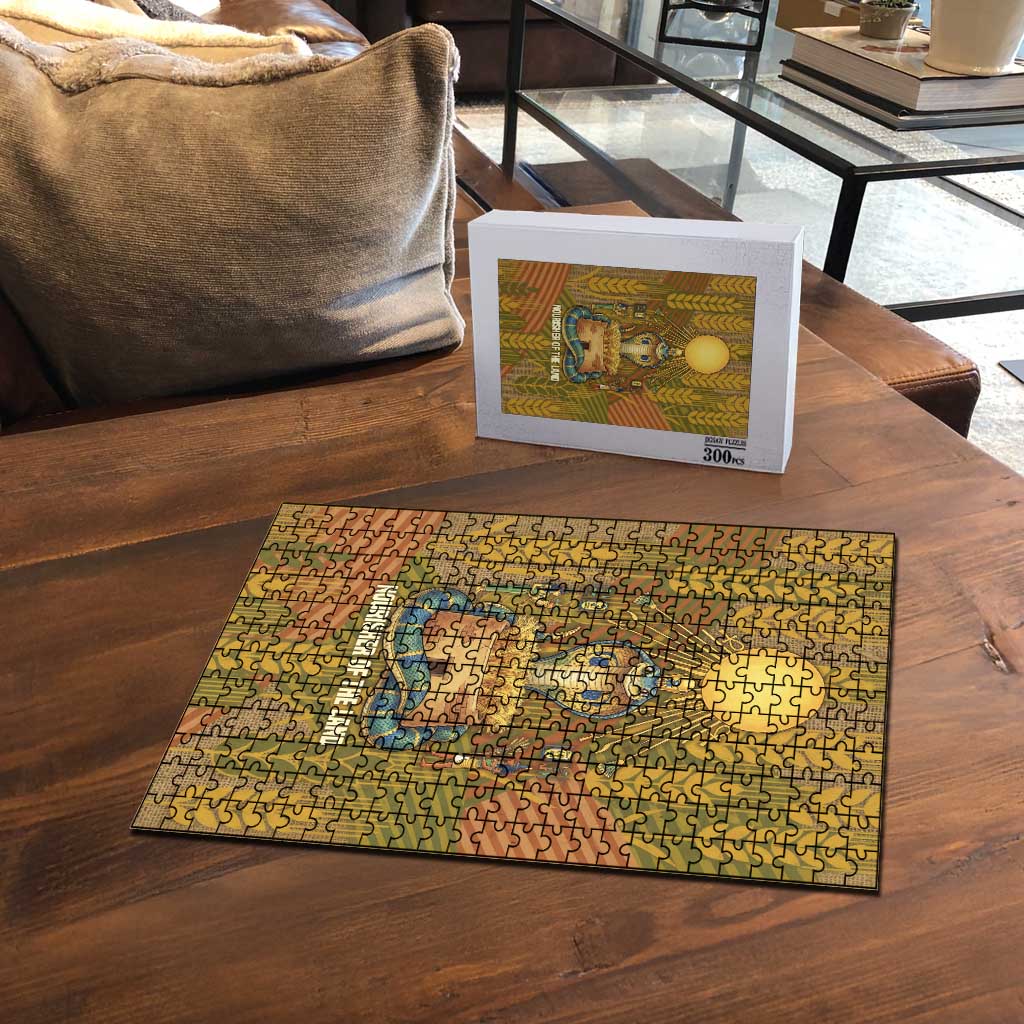 Renenutet  Golden Cobra Puzzle with Wheat Motif in Egyptian Agricultural Theme