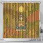 Renenutet  Golden Cobra Shower Curtain with Wheat Motif in Egyptian Agricultural Theme