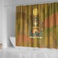 Renenutet  Golden Cobra Shower Curtain with Wheat Motif in Egyptian Agricultural Theme