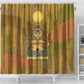 Renenutet  Golden Cobra Shower Curtain with Wheat Motif in Egyptian Agricultural Theme