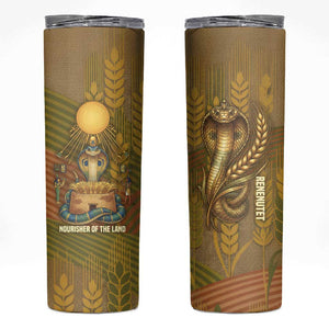 Renenutet  Golden Cobra Skinny Tumbler with Wheat Motif in Egyptian Agricultural Theme