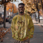 Renenutet  Golden Cobra Sweatshirt with Wheat Motif in Egyptian Agricultural Theme