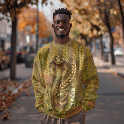 Renenutet  Golden Cobra Sweatshirt with Wheat Motif in Egyptian Agricultural Theme