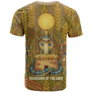 Renenutet  Golden Cobra T shirt with Wheat Motif in Egyptian Agricultural Theme