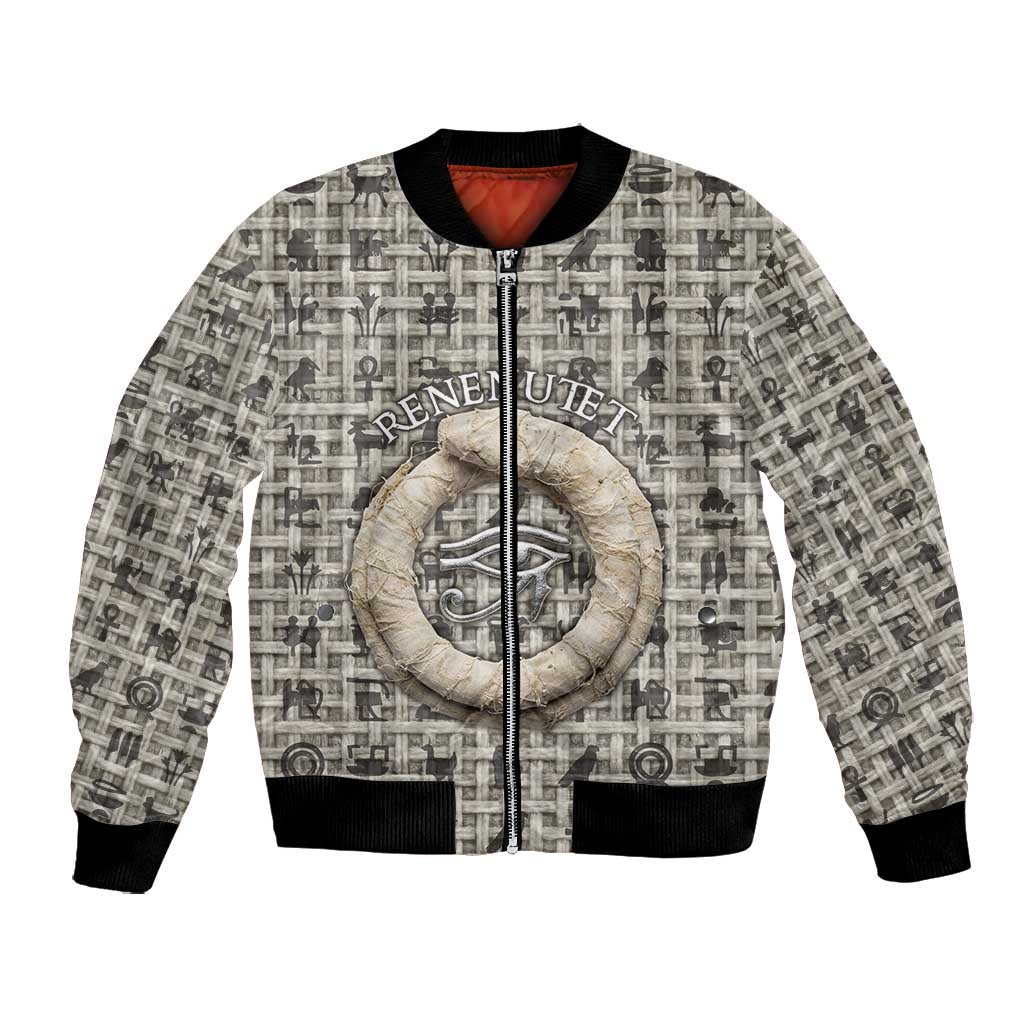 Renenutet Bomber Jacket with Bread Ring and Eye of Horus in Egyptian Nourishment