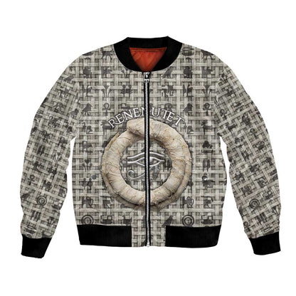 Renenutet Bomber Jacket with Bread Ring and Eye of Horus in Egyptian Nourishment