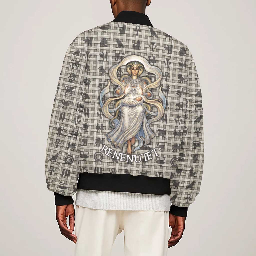 Renenutet Bomber Jacket with Bread Ring and Eye of Horus in Egyptian Nourishment