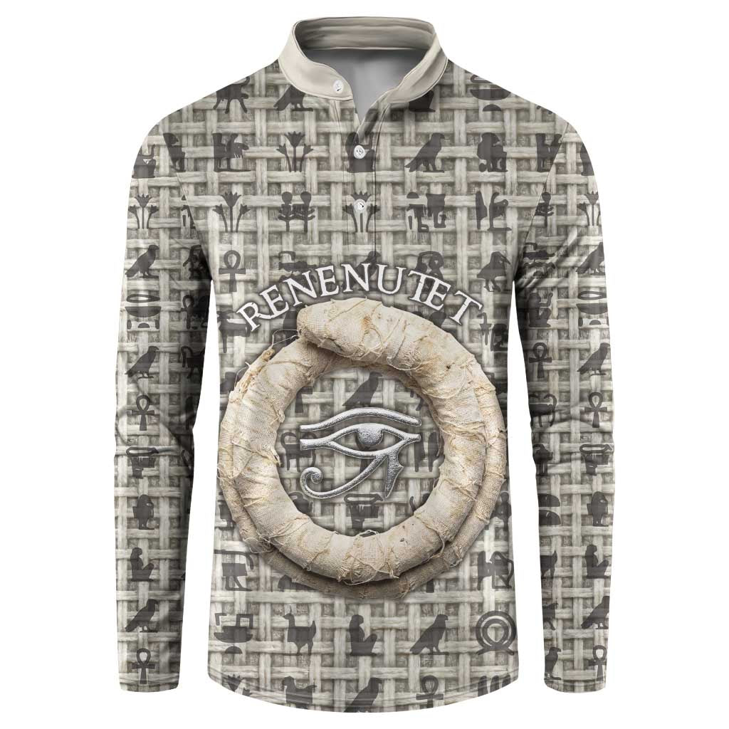 Renenutet Button Sweatshirt with Bread Ring and Eye of Horus in Egyptian Nourishment
