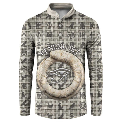 Renenutet Button Sweatshirt with Bread Ring and Eye of Horus in Egyptian Nourishment