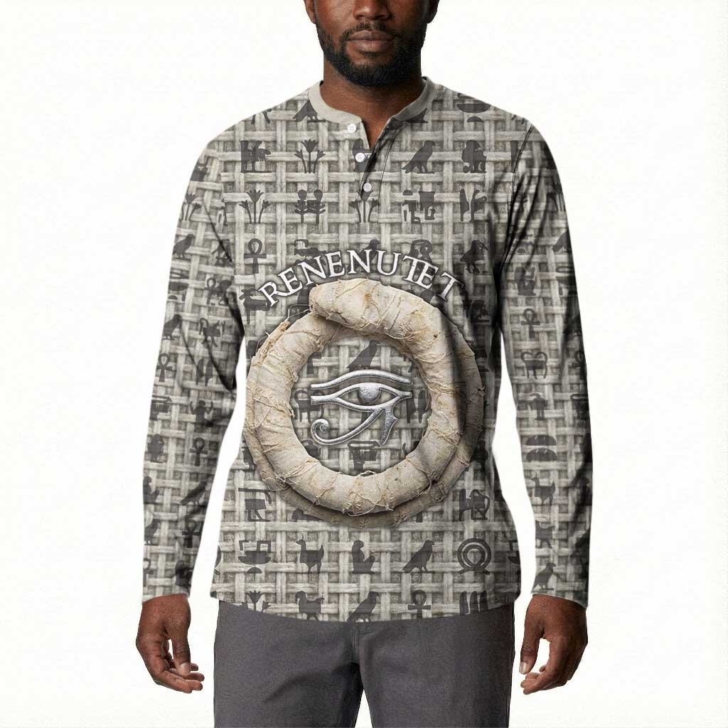 Renenutet Button Sweatshirt with Bread Ring and Eye of Horus in Egyptian Nourishment
