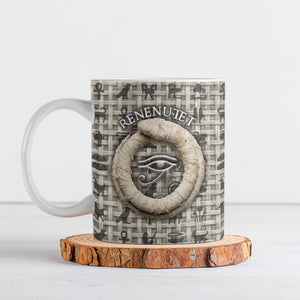 Renenutet Ceramic Mug with Bread Ring and Eye of Horus in Egyptian Nourishment