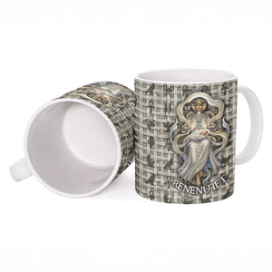 Renenutet Ceramic Mug with Bread Ring and Eye of Horus in Egyptian Nourishment