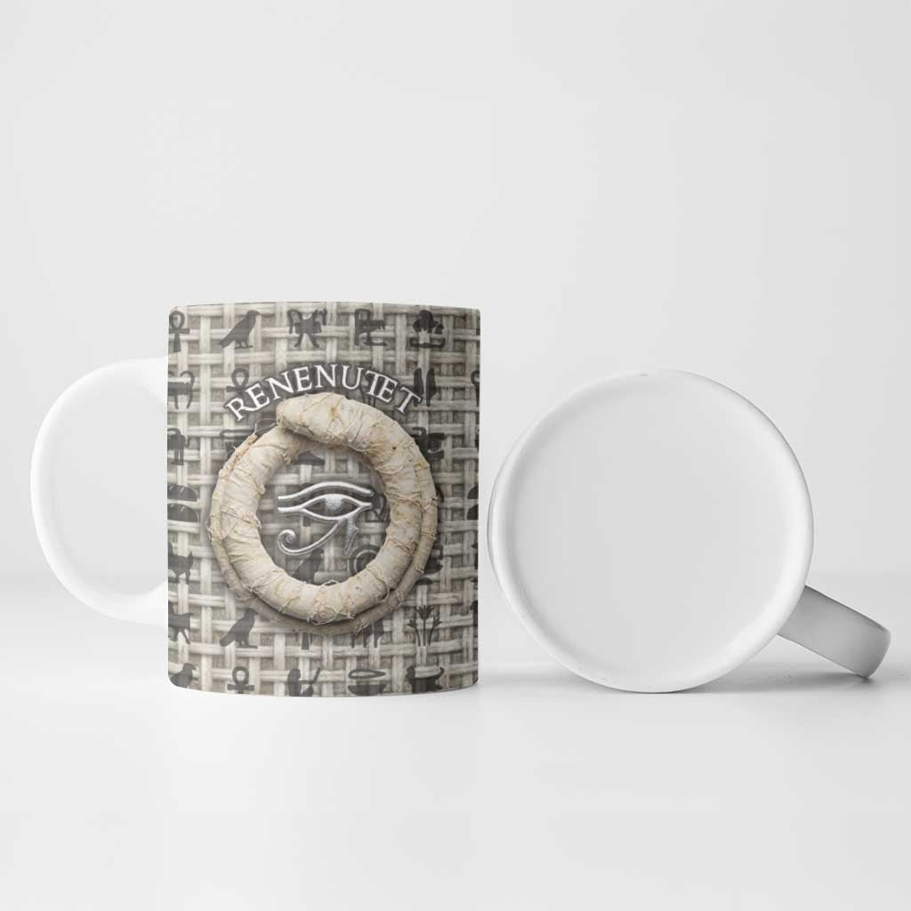 Renenutet Ceramic Mug with Bread Ring and Eye of Horus in Egyptian Nourishment