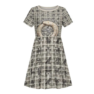 Renenutet Kid Short Sleeve Dress with Bread Ring and Eye of Horus in Egyptian Nourishment