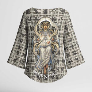 Renenutet Kimono Sleeve Blouse with Bread Ring and Eye of Horus in Egyptian Nourishment